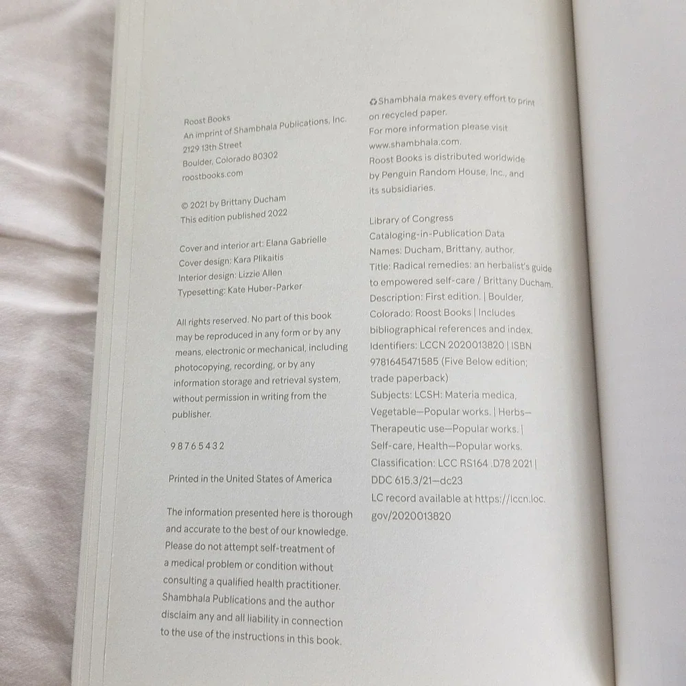 Roost Books‎ Radical Remedies Brittany Ducham OS White new Herbalist Guide